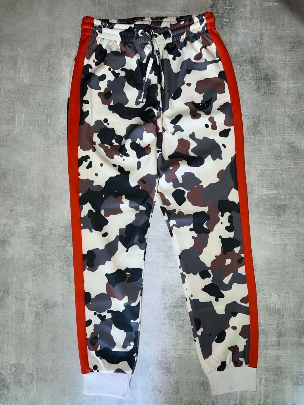 Size Up Apparel Camouflage Track Pants with Red Side Stripes Size L